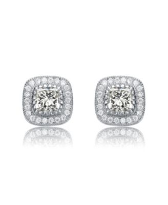 White Gold Plated Cubic Zirconia Stud Earrings