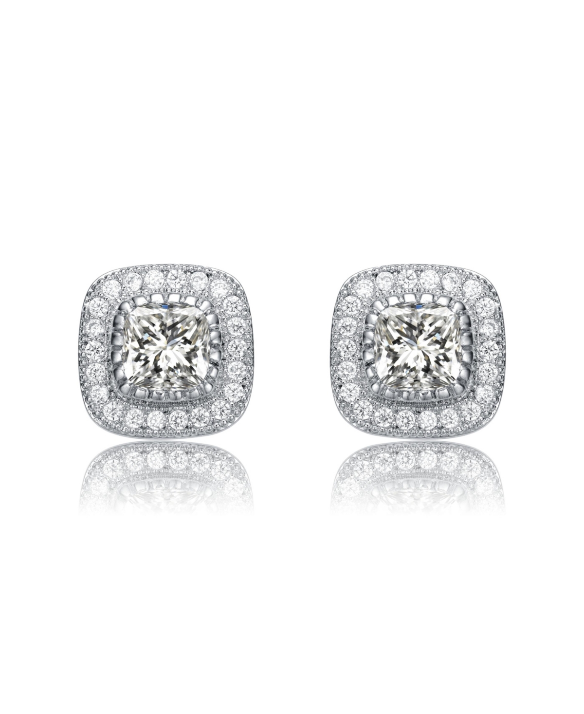 White Gold Plated Cubic Zirconia Stud Earrings