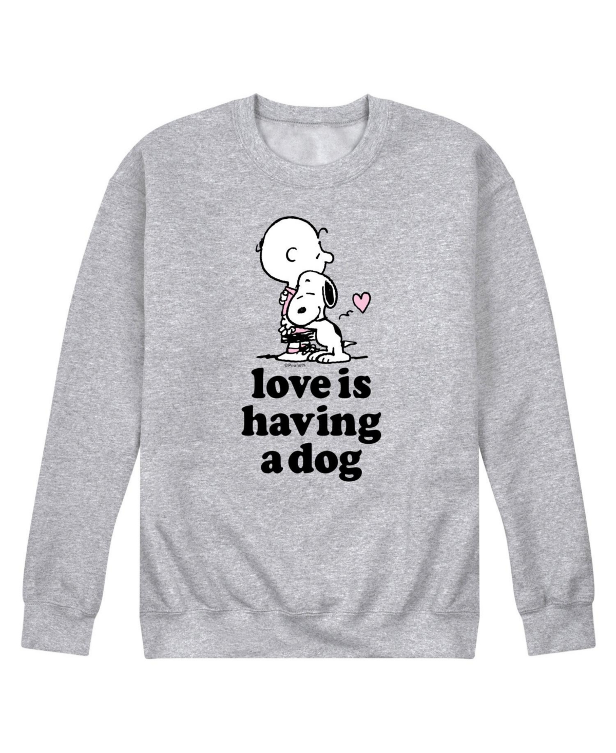 Airwaves Men's Peanuts Love Is Having A Dog Fleece Sweatshirt In Gray