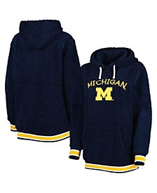 Women's Navy Michigan Wolverines Game Over Sherpa Pullover Hoodie