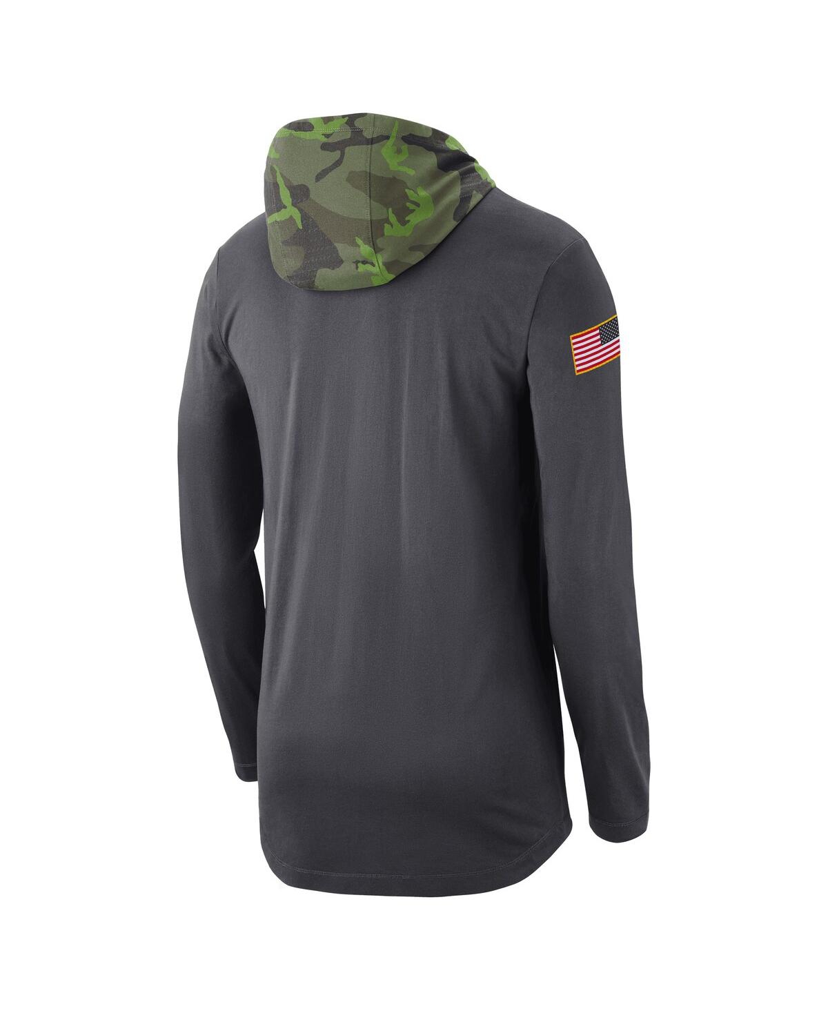 Shop Jordan Men's  Anthracite Michigan Wolverines Military-inspired Long Sleeve Hoodie T-shirt