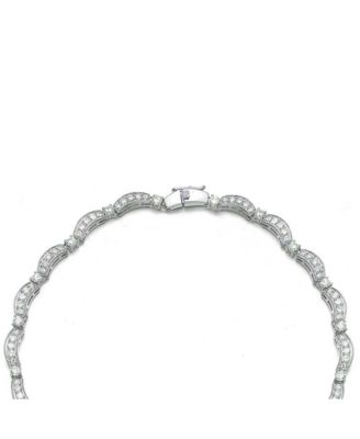 Elegant Heavy Sterling Silver Teardrop with Cubic Zirconia Accent Necklace