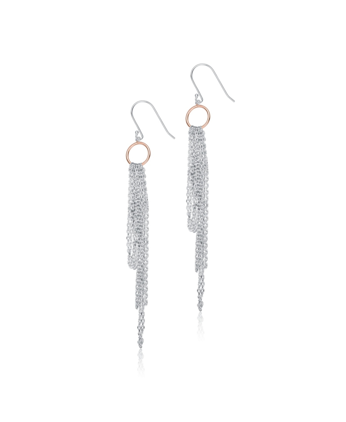 GENEVIVE ELEGANT STERLING SILVER TWO-TONE TASSEL EARRINGS