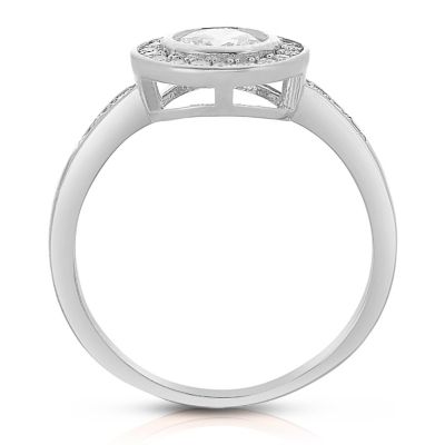 Sterling Silver Clear Bezel-set Cubic Zirconia Ring