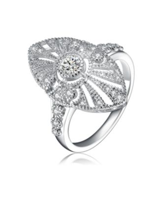 Sterling Silver Clear Round Cubic Zirconia Filigree Ring - Macy's