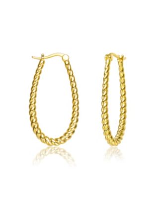 14K Gold Plated "U" Large Hoop Earrings