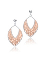 Genevive Classy Sterling Silver Two-Tone Dangling Earrings - Rose