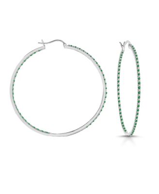 Dazzling Colored Cubic Zirconia Slim Large Hoop Earrings