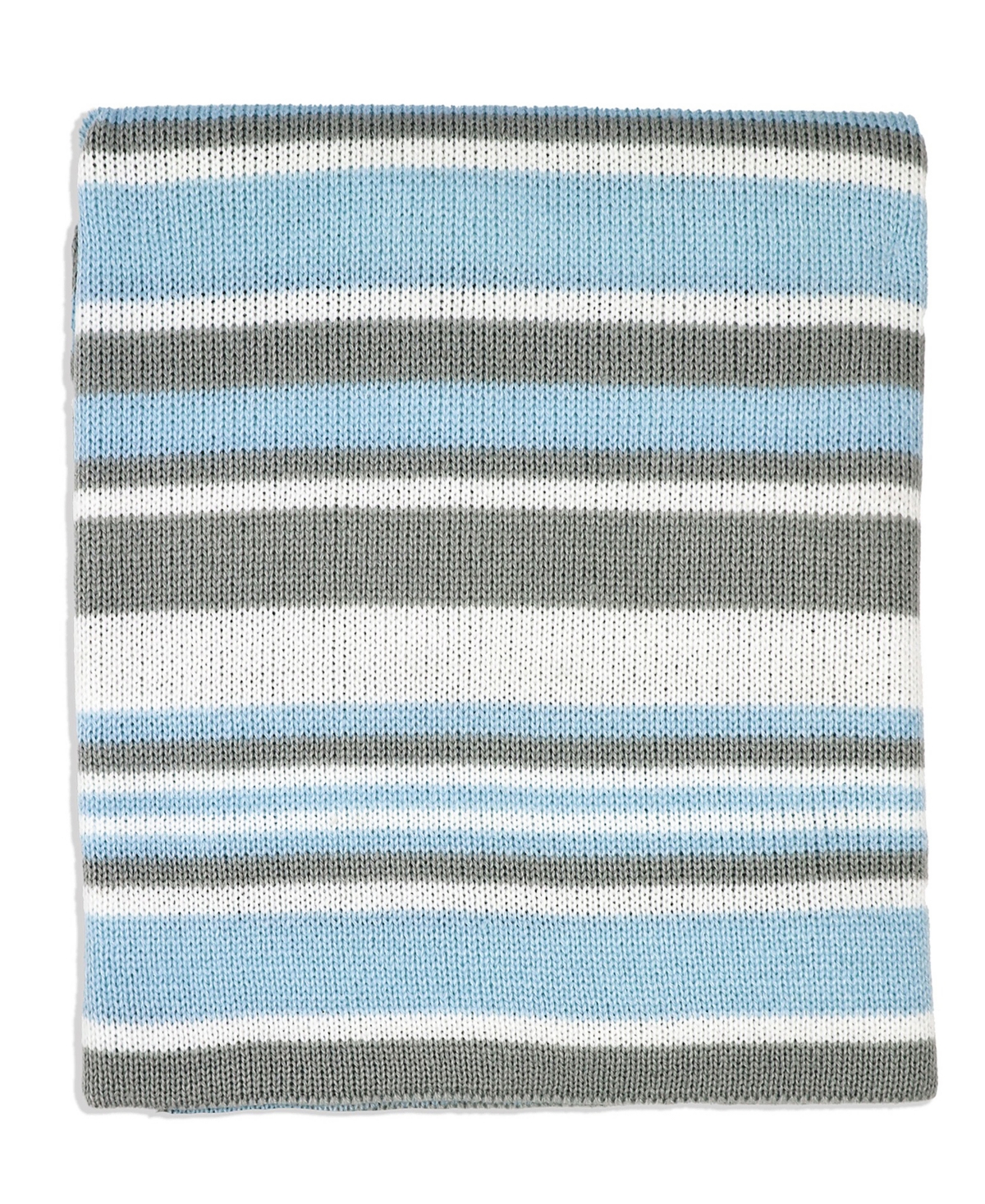 3 Stories Trading Baby Boys Or Baby Girls Cozy Striped Knit Blanket In Aqua Blue And Gray
