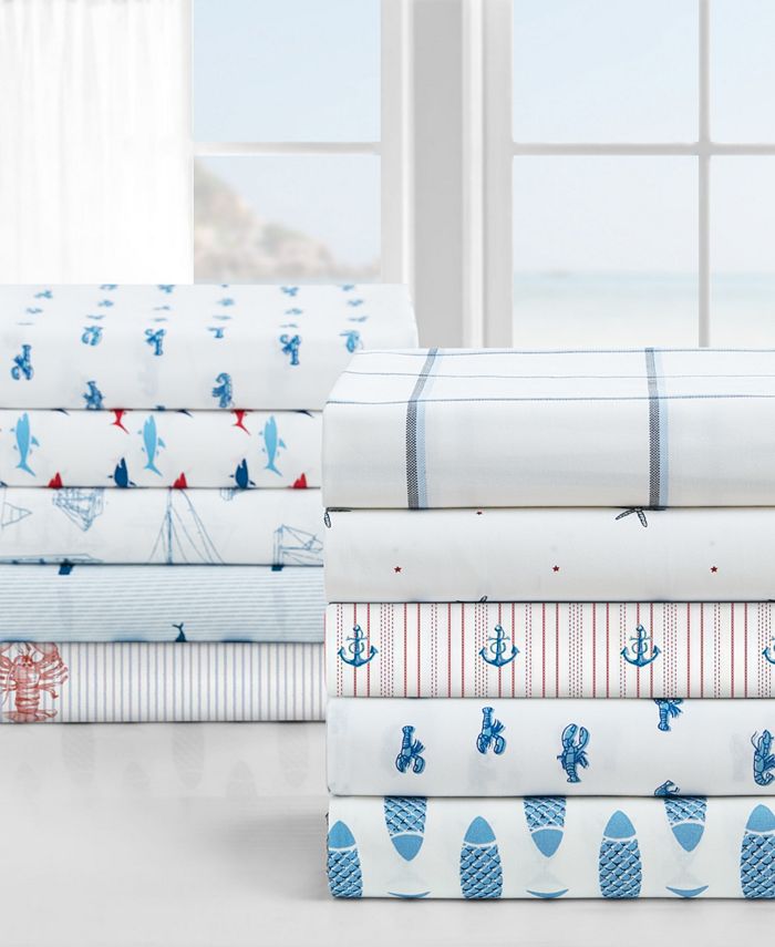 Nautica Buoy Line Cotton Percale 3Piece Sheet Set, Twin Macy's