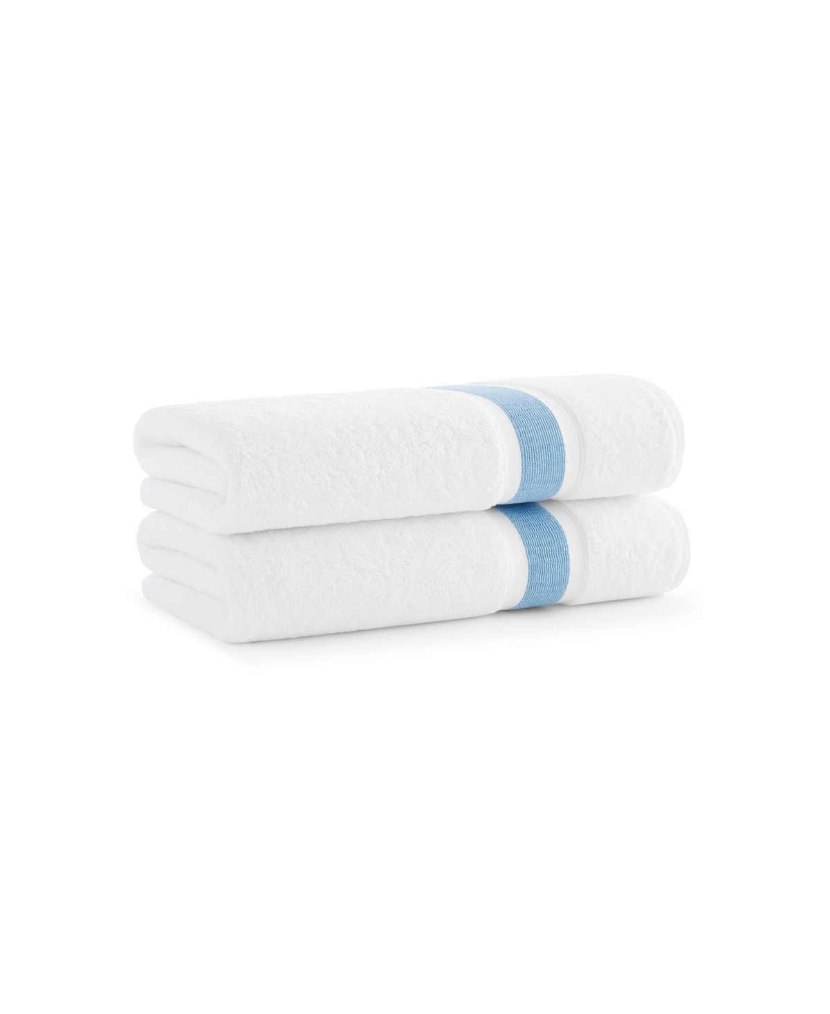 Aston and Arden Aegean Eco-Friendly Recycled Turkish Bath Towels (2 Pack), 30x60, Gsm, White with Weft Woven Stripe Dobby, 50% Recycled, 50% Long