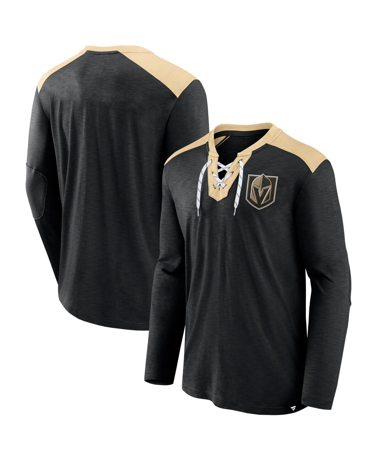 Shop Fanatics Men's  Black, Gold Vegas Golden Knights Special Edition 2.0 Long Sleeve Lace-up T-shirt In Black,gold