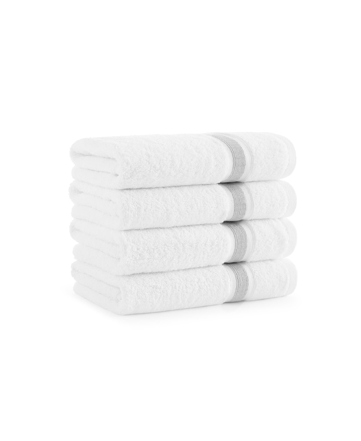 Aston And Arden Aegean Eco-friendly Recycled Turkish Hand Towels (4 Pack), 18x30, 600 Gsm, White With Weft Woven Str In Light Gray