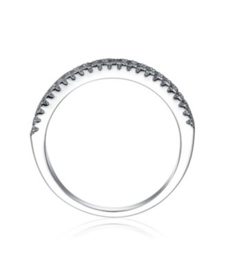 Sterling Silver with Rhodium Plated and Blue Cubic Zirconia Band Ring