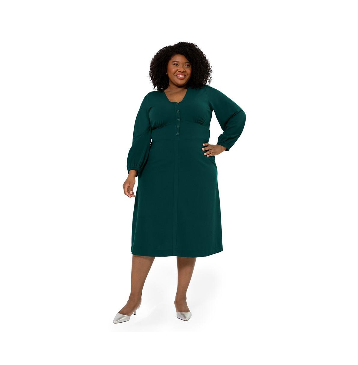 LEOTA WOMENS PLUS SIZE, MARCY FIT AND FLARE MIDI DRESS (CURVE)