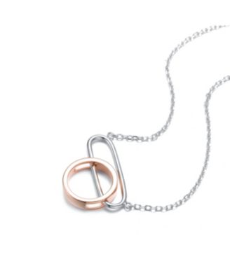 Elegant Sterling Silver with Rose Gold Halo Pendant Necklace.