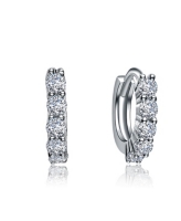 Rachel Glauber Elegant White Gold Plated Cubic Zirconia Extra Mini Huggie Hoop Earrings - Clear