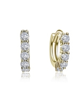 Rachel Glauber Elegant White Gold Plated Cubic Zirconia Extra Mini Huggie Hoop Earrings - Gold