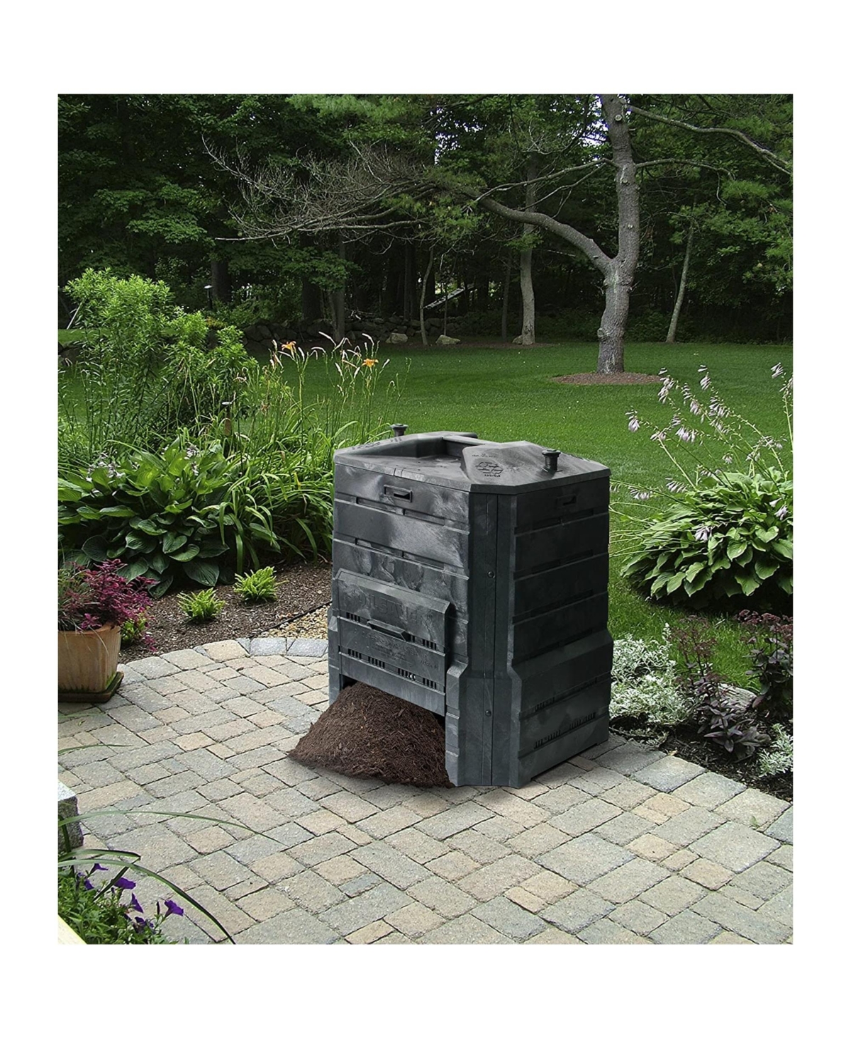 Outsunny 120 Gallon Compost Bin, Large Composter with 80 Vents, Black