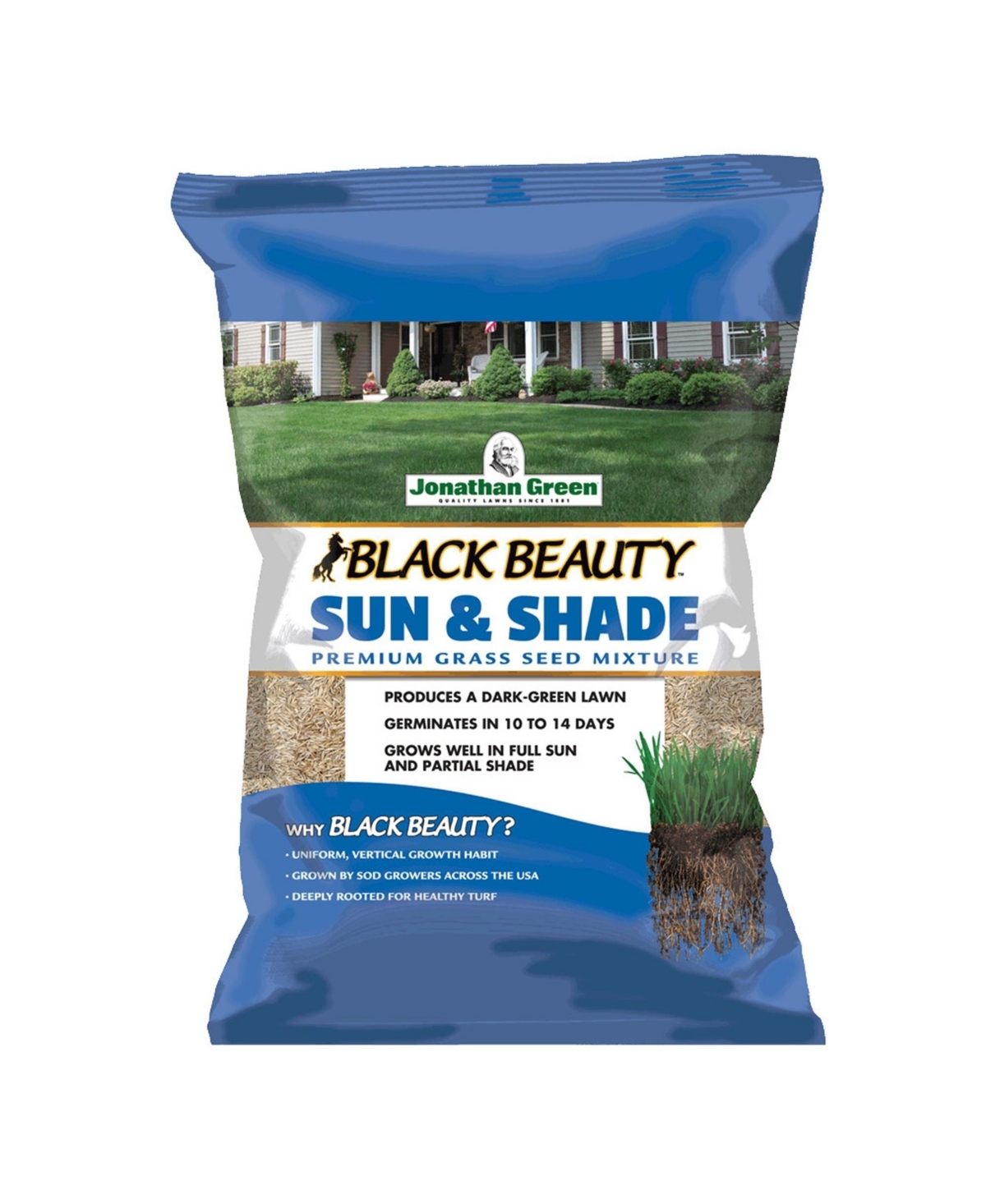 (#12004) Black Beauty Sun & Shade Grass Seed, 15lb bag - Brown