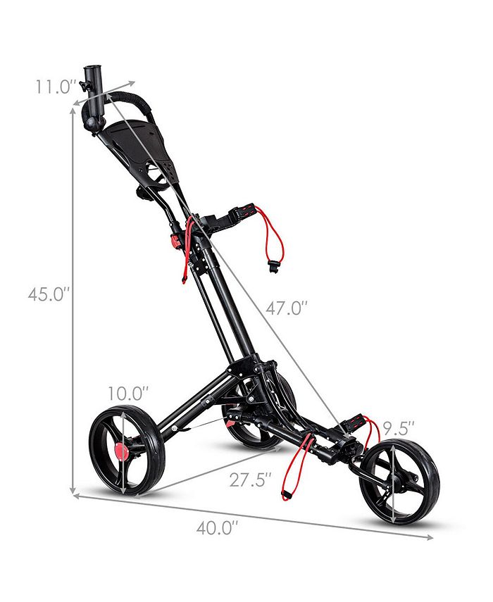Costway Foldable 3 Wheel Steel Golf Pull Push Cart Trolley Club Macy's
