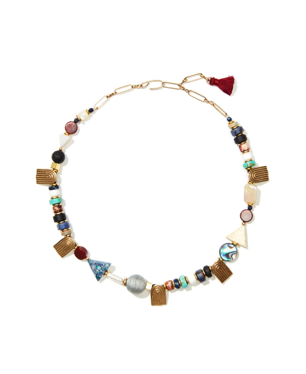 Nectar Nectar New York Gem-rainbow With Ellipses Chain Necklace In Gold Plated