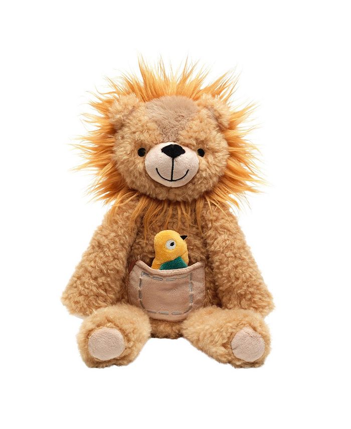 Lambs & Ivy Jungle Friends Plush Lion with Bird Stuffed Animal Toy