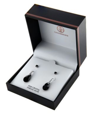 Gianni Bernini 2-Pair Crystal Teardrop Stud Earrings Set (1.34 ct. t.w.) in Sterling Silver