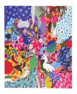 Eeboo Piece and Love Peacock Garden 1000 Piece Square Adult Jigsaw Puzzle