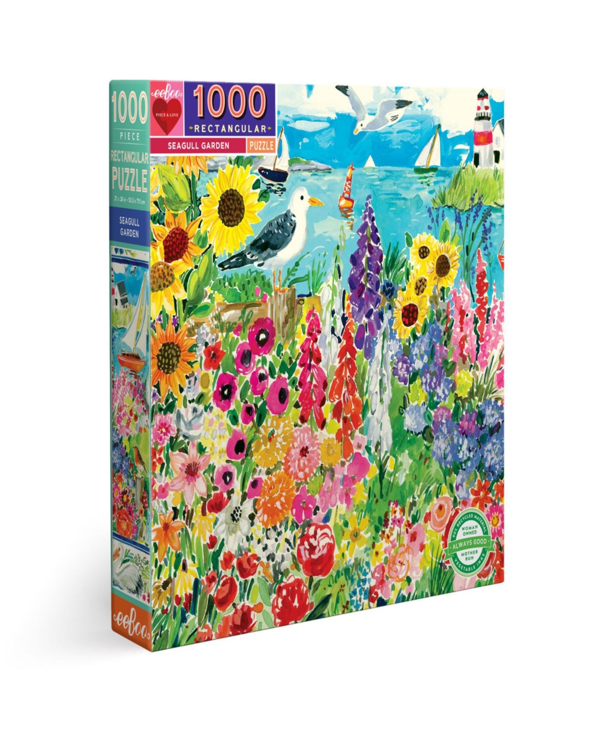 Eeboo Piece And Love Seagull Garden 1000 Piece Rectangular Adult Jigsaw Puzzle Set In Multi