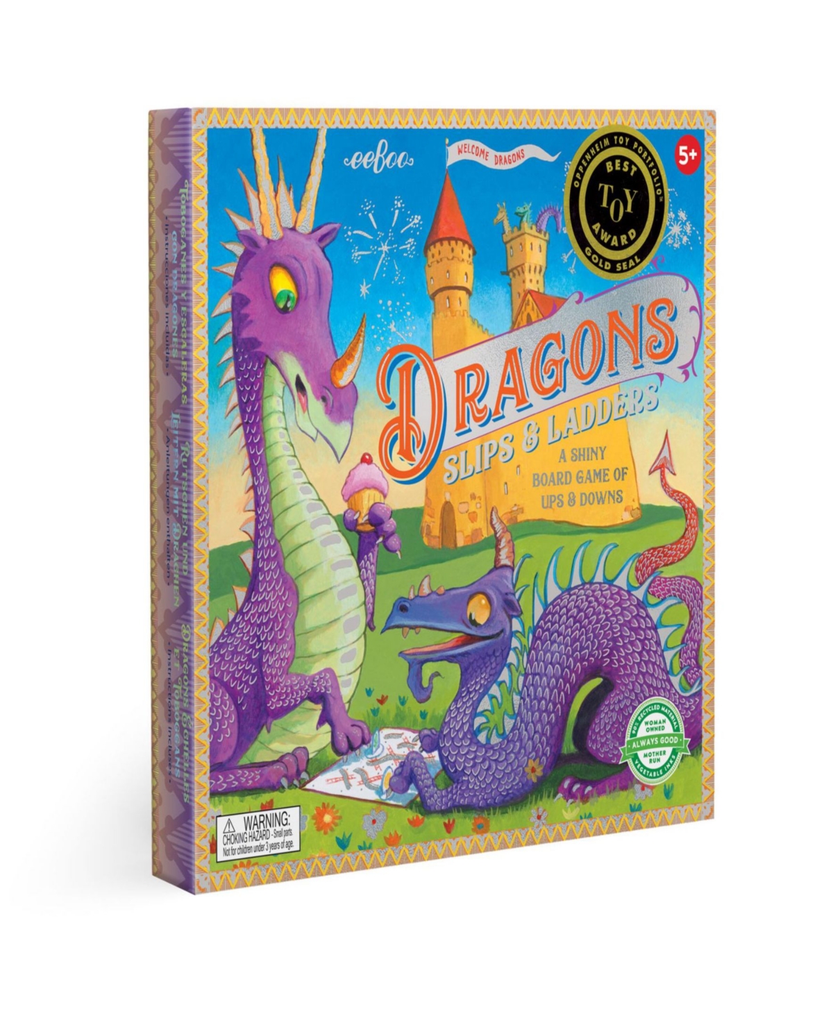 Eeboo Kids' Dragons Slips Ladders Board Game In Multi