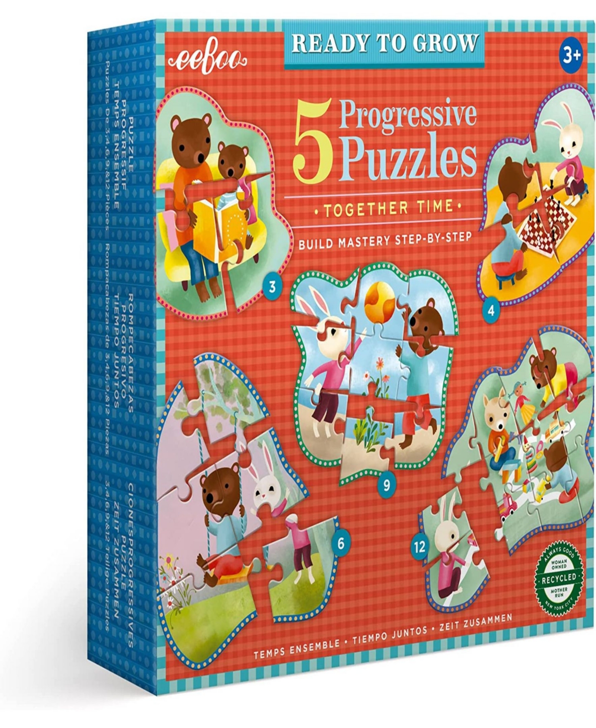 Eeboo Kids' Ready To Grow Together Time Progressive 31 Piece Puzzle Set In Multi