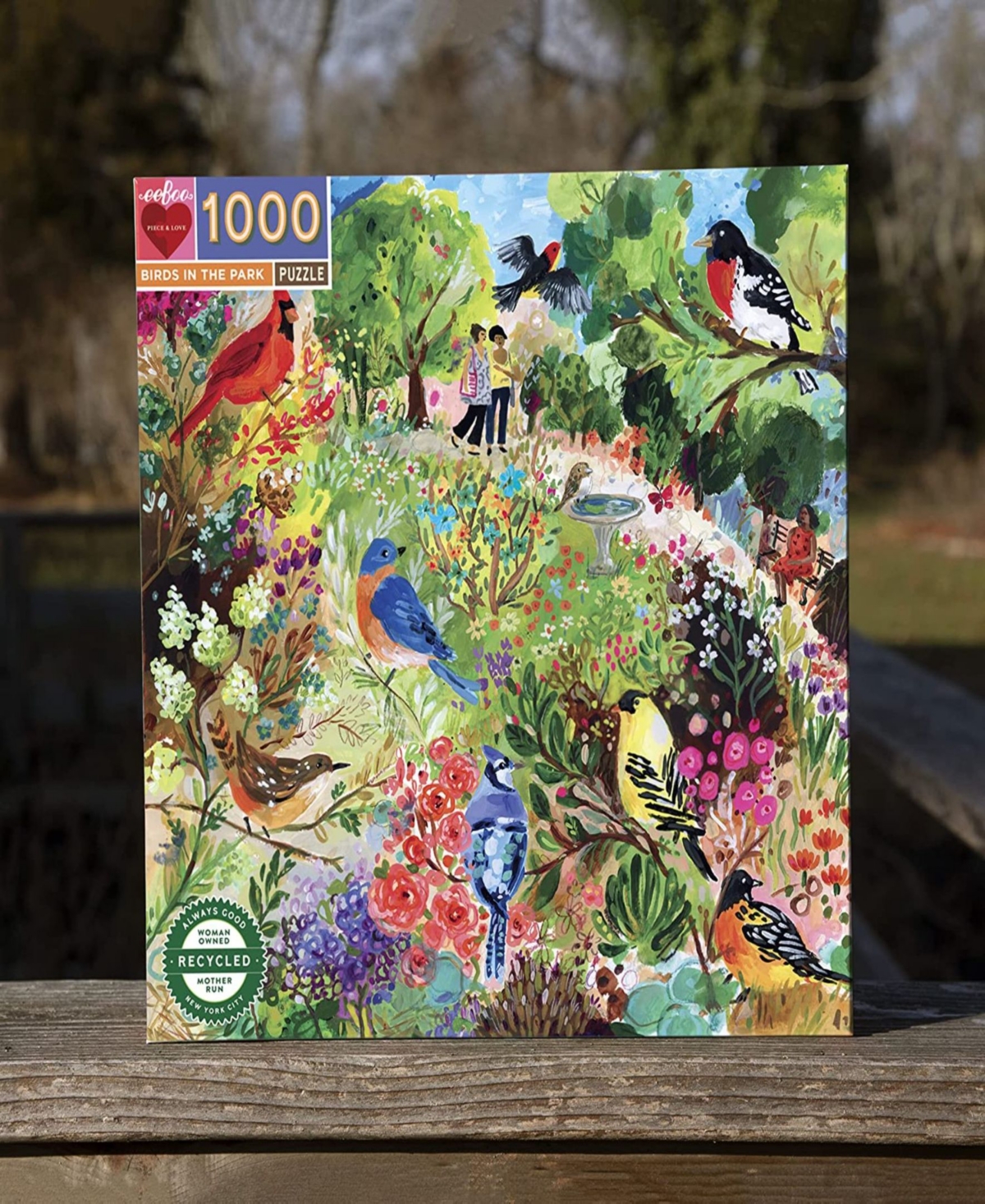 Shop Eeboo Piece And Love Birds In The Park 1000 Piece Adult Square Jigsaw Puzzle In Multi