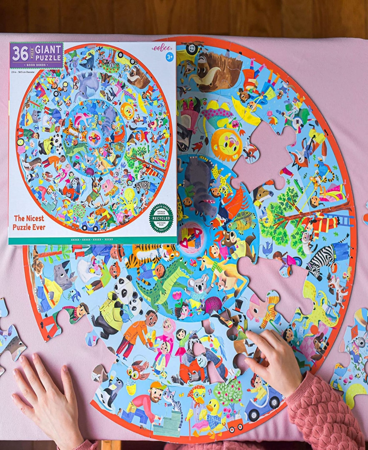 Shop Eeboo Good Deeds 36 Piece Giant Round Jigsaw Puzzle For Kids In Multi