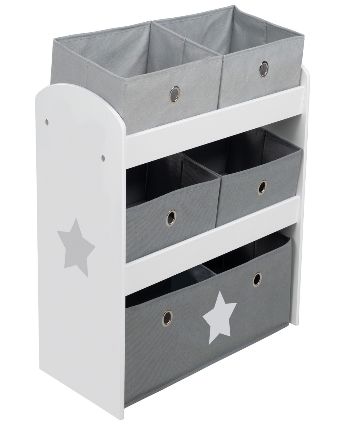 Roba-kids Kids' Play Shelf Stars Children's Multi Bin Toy Organizer Shelf Storage Cabinet With Fabric Boxes Set, 6 P