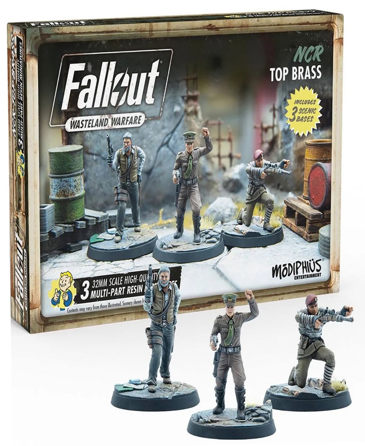 Modiphius Fallout Wasteland Warfare Ncr Top Brass Role Playing Game 3 Figure Set In Multi