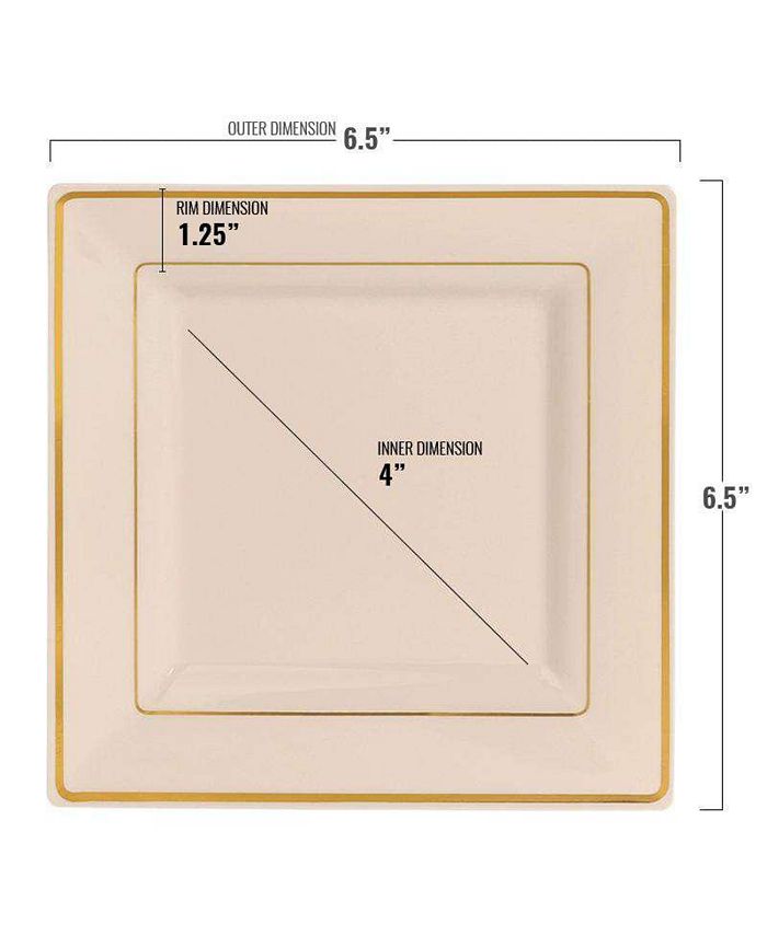 Smarty Had A Party 6.5" Ivory with Gold Square Edge Rim Plastic