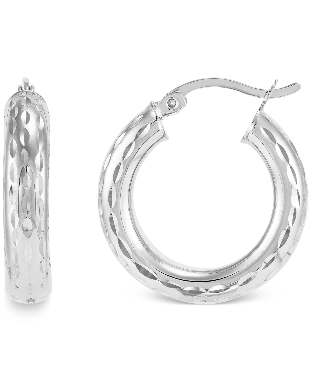 Textured Tube Small Hoop Earrings, 20mm, Created for Macy's - Gold Over Silver