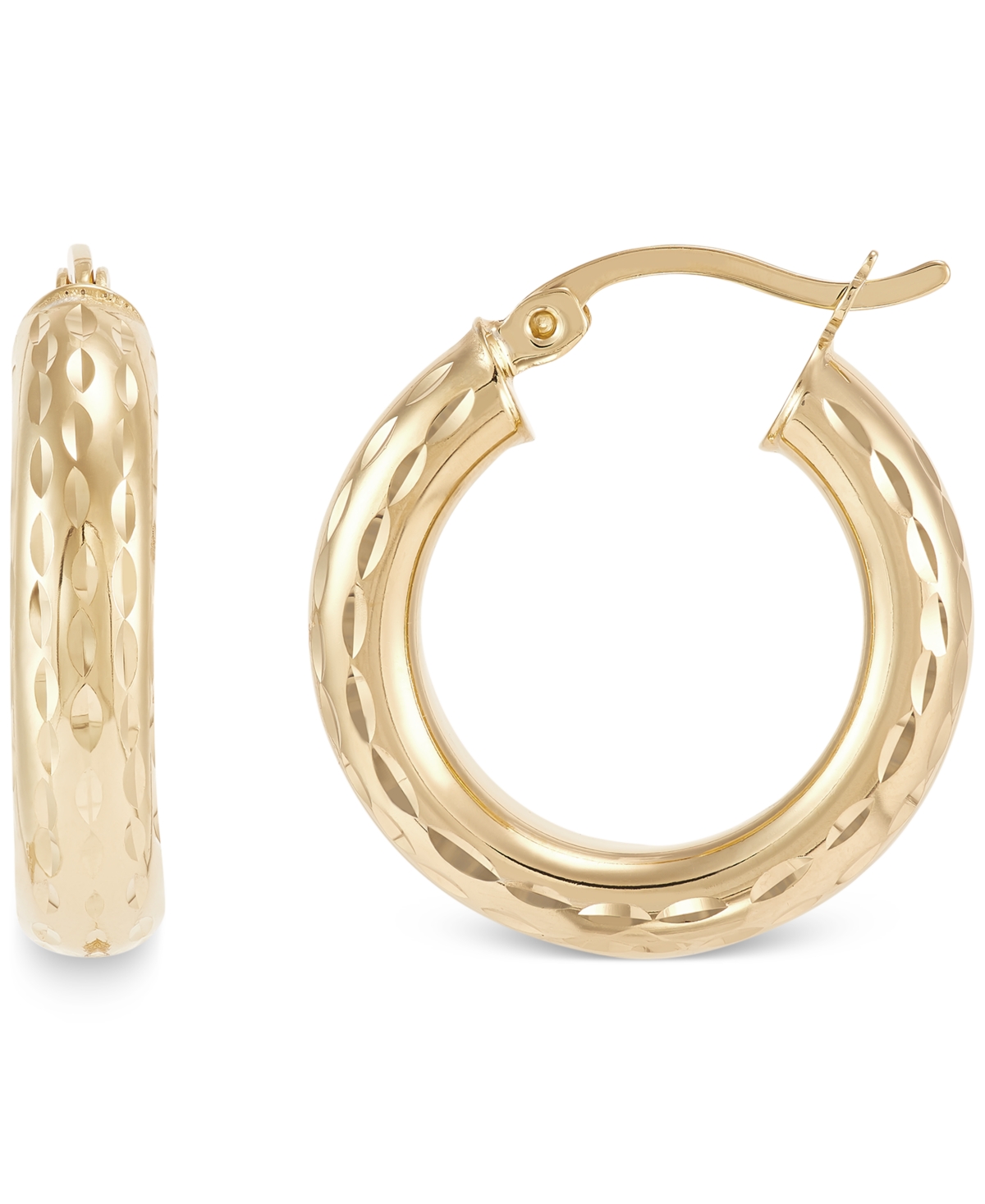 Textured Tube Small Hoop Earrings, 20mm, Created for Macy's - Gold Over Silver