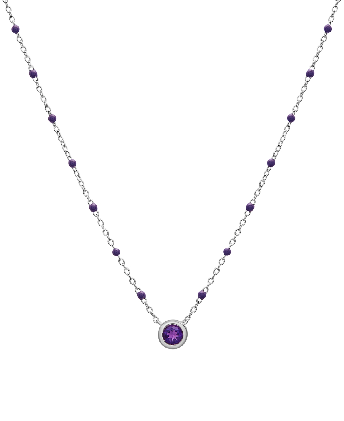 Macy's Birthstone Gemstone Necklace In Sterling Silver, 16" + 2" Extender In Amethyst