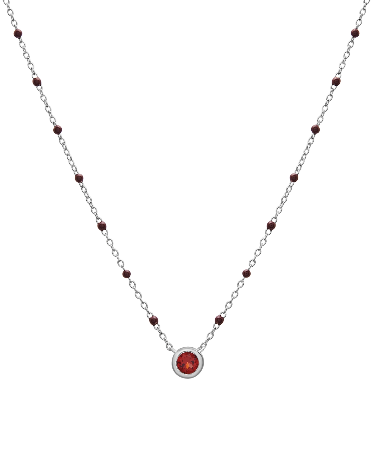 Macy's Birthstone Gemstone Necklace In Sterling Silver, 16" + 2" Extender In Garnet