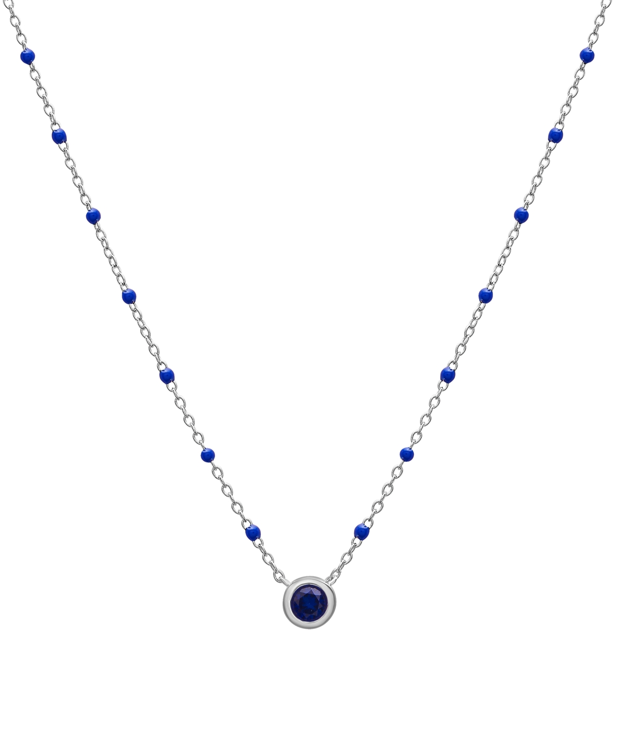 Macy's Birthstone Gemstone Necklace In Sterling Silver, 16" + 2" Extender In Sapphire