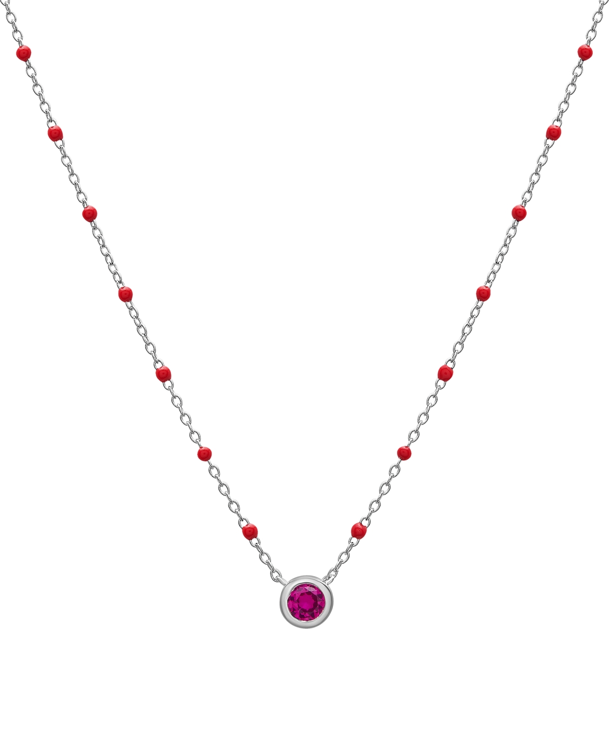 MACY'S BIRTHSTONE GEMSTONE NECKLACE IN STERLING SILVER, 16" + 2" EXTENDER 