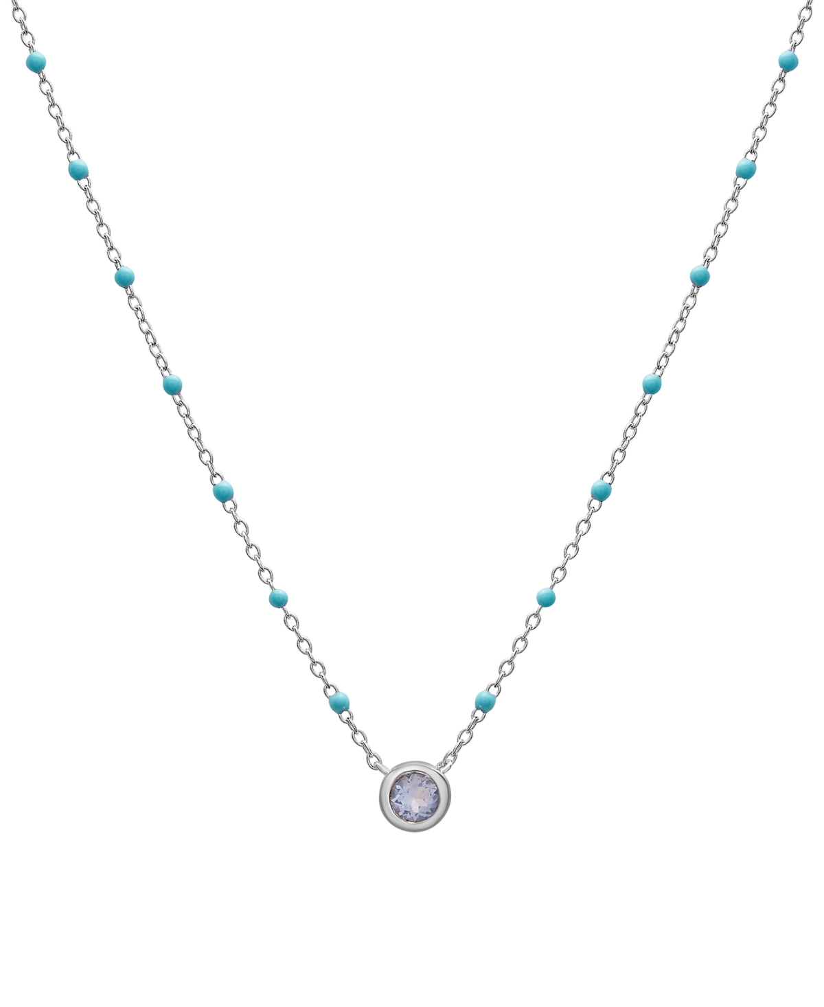 Macy's Birthstone Gemstone Necklace In Sterling Silver, 16" + 2" Extender In Aquamarine