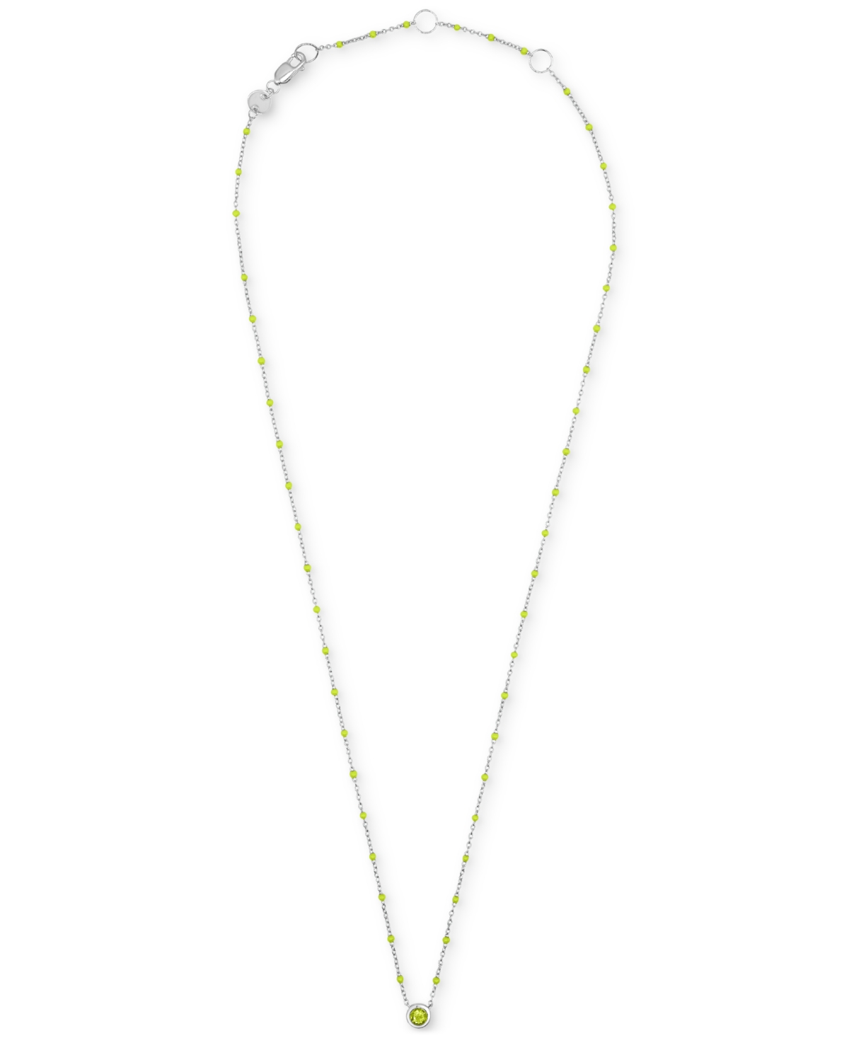 Shop Macy's Birthstone Gemstone Necklace In Sterling Silver, 16" + 2" Extender In Peridot