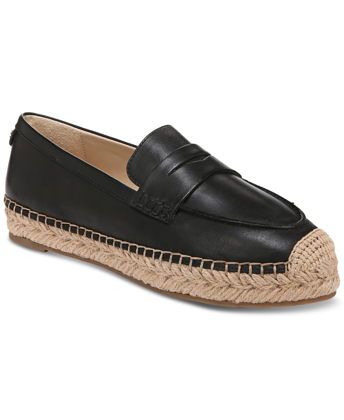 Shop Sam Edelman Kai Tailored Platform Espadrille Loafers In Black Leather