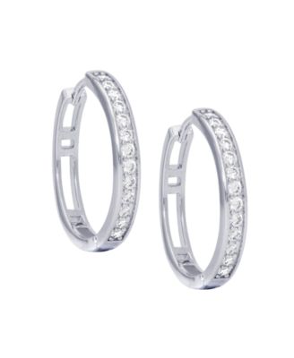 Cubic Zirconia Pave Round Hoop Earrings
