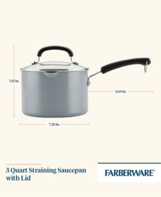 Ceramic Nonstick Straining 3 Quart Saucepan with Lid