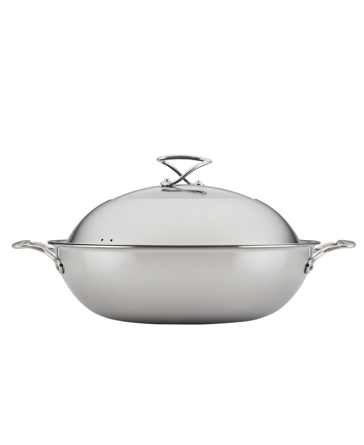 Circulon CladInduction Wok with Glass Lid and Hybrid Steelshield and Non-stick Technology - Stainless Steel