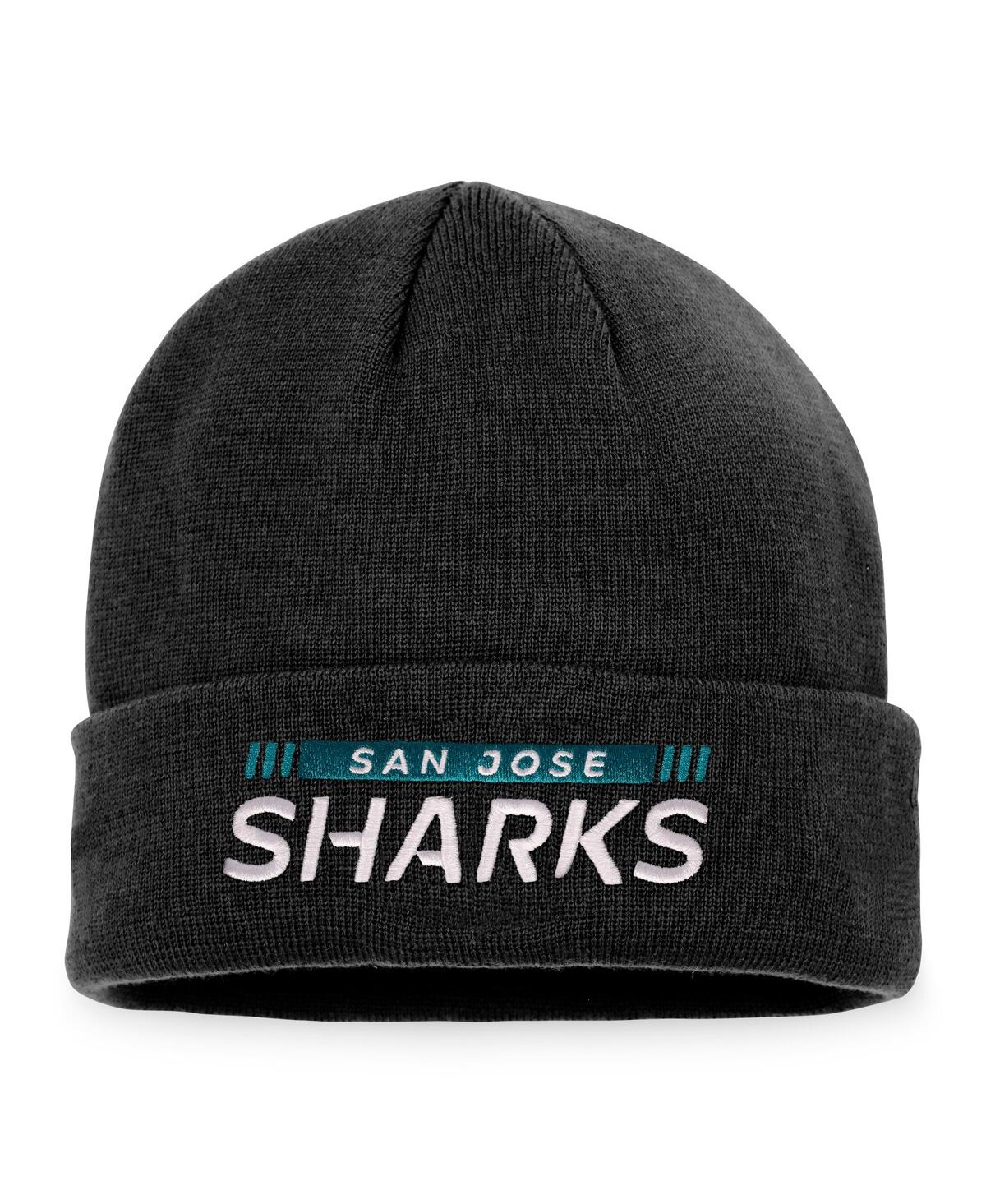 Fanatics Branded Black San Jose Sharks Authentic Pro Rink Cuffed Knit Hat In Black
